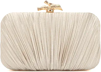 Clutch Purses for Women Evening Bag Pleated Clutch Bag with Chain for Wedding Party