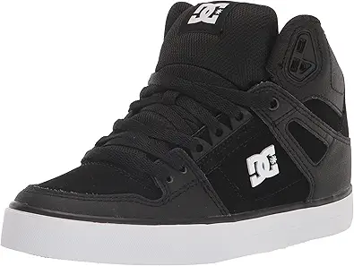 DC Men's Pure High Top Wc Skate Shoes Casual Sneakers, Black/Black/White, 8