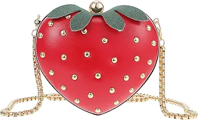 TENDYCOCO Strawberry Bag Leather Chain Shoulder Bag Strawberry Accessories Kawaii Purse for Girls Lady Women