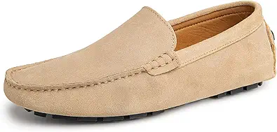 Go Tour Mens Handmade Suede Leather Casual Loafers Shoes