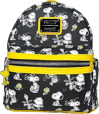 Loungefly Peanuts Snoopy and Charlie Brown Allover Print Womens Double Strap Shoulder Bag Purse