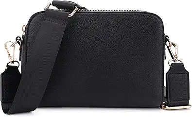 JESSIE & JAMES Triple Zip Crossbody Concealed Carry Bag Small Crossbody Camera Bag Purse with Wide Shoulder Strap