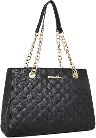 Montana West MEDIUM Tote Bag for Women Quilted Chain Handbags Shoulder Purse