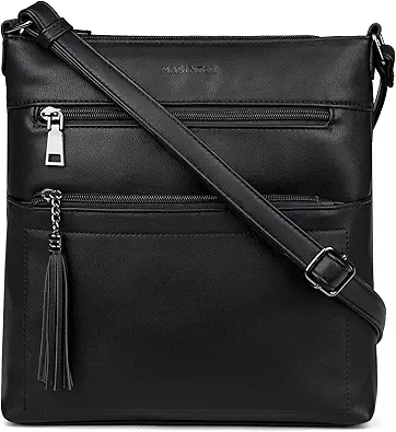 MASINTOR Crossbody Purses for Women, Multi Pocket Casual Crossbody Bag, Adjustable Strap Shoulder Bag with Tassel