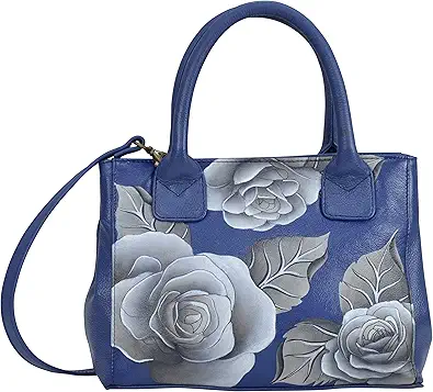 Anna by Anuschka Women’s Hand Painted Genuine Leather Small Convertible Tote - Double Short Handle, Removable Crossbody Strap