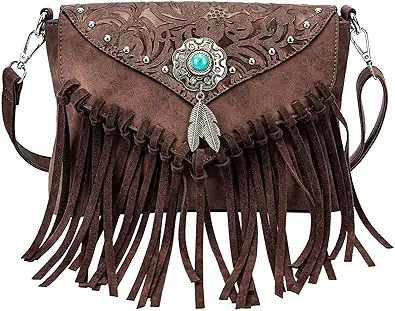 Small Crossbody Bags for Women Crossbody Handbag Fringe Purse Tassel Shoulder Bag Turquoise Concho Wallet