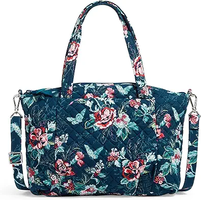 Vera Bradley Women's Cotton Pleated Multi-strap Shoulder Satchel Purse