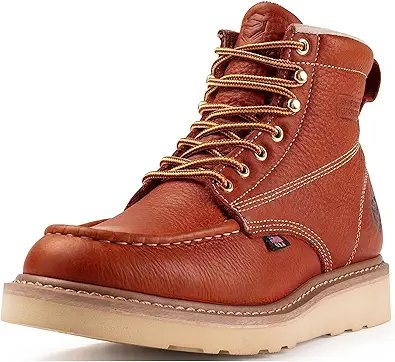 SUREWAY 6 in Mens Waterproof Steel Toe Work Boots for Men-Full Grain Leather,Goodyear,Non-Slip EH Safety Industial Construction Wedge Moc Toe Work Boots/Shoes