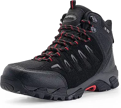 SHULOOK Men's Waterproof Hiking Boots Non-Slip Lightweight Outdoor Mid Top Ankle Boot Breathable Hiker Work Trekking Shoes
