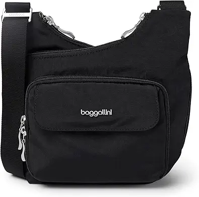 Baggallini Criss Cross 10x11 Crossbody Women Lightweight Water-Resistant Nylon Travel Bag W/RFID & Quick Access Pockets
