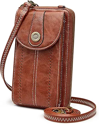 S-ZONE Women RFID Blocking Crossbody Cell Phone Purse Small Faux Leather Wallet Purse