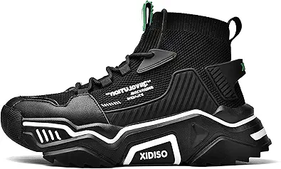SANNAX Fashion Shoes for Mens High Top Casual Walking Shoes Non Slip Breathable Mesh Lightweight Sneakers