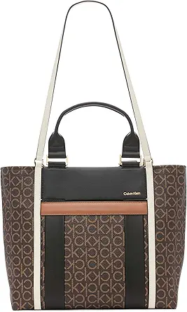 Calvin Klein Women's Sol Box Tote Bag – 2 in 1, Vegan Leather, 5 Pockets