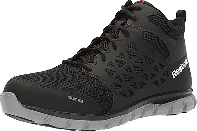 Reebok Mens Sublite Cushion Mid Alloy Toe ESD Work Safety Shoes Casual - Black