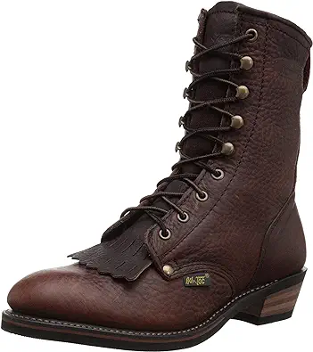 Ad Tec Men's 9" Packer Tumbled Leather Lacer Work Boots for Men, Chestnut - Plain Soft Toe, Moderate Mens Hiking Boots