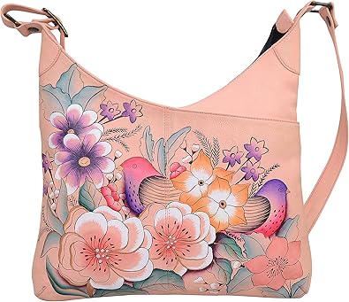 Anna by Anuschka Women's V Top Multi-compartment Crossbody Cross Body Handbag, Vintage Garden, One Size US