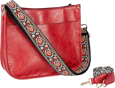 Crossbody Bag for Women Trendy - Vegan Leather Shoulder Purse, Medium Hobo Bag with 2 Strap