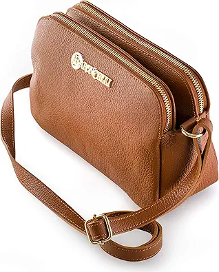 Baroncelli Crossbody Bag Made in Italy with Long Stripe Genuine Italian Soft Leather