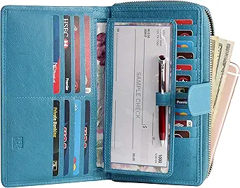 Mou Meraki Big Fat RFID Blocking Leather Organizer Checkbook Wallets For Women - Clutch